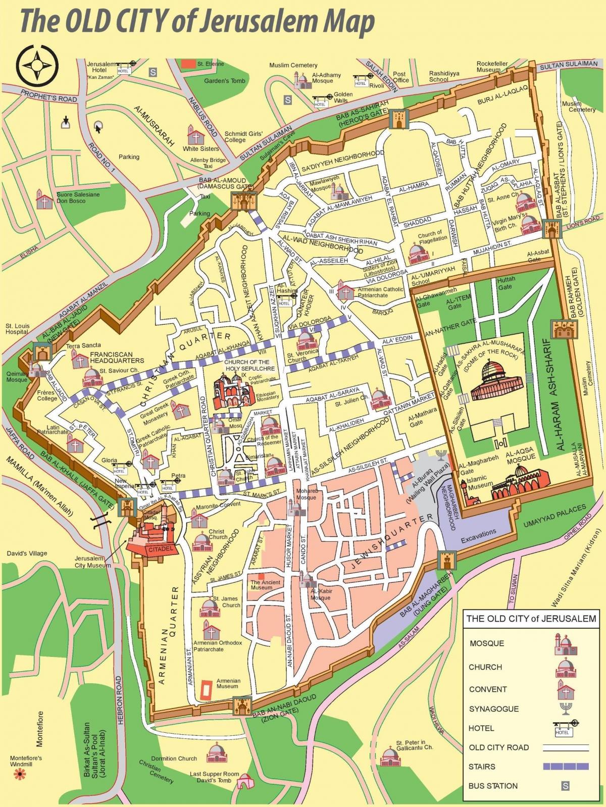 地图耶路撒冷老城市