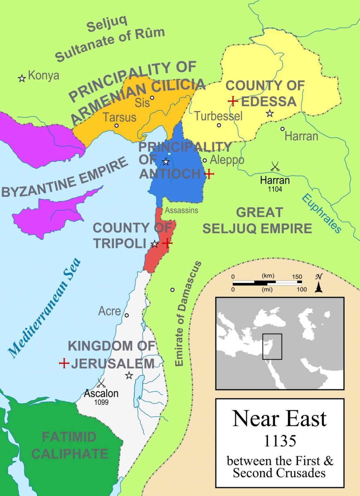 地图上的合王国的耶路撒冷