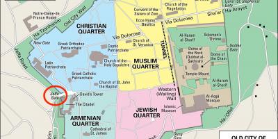 地图的Jaffa门耶路撒冷