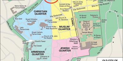 地图上的大马士革门耶路撒冷